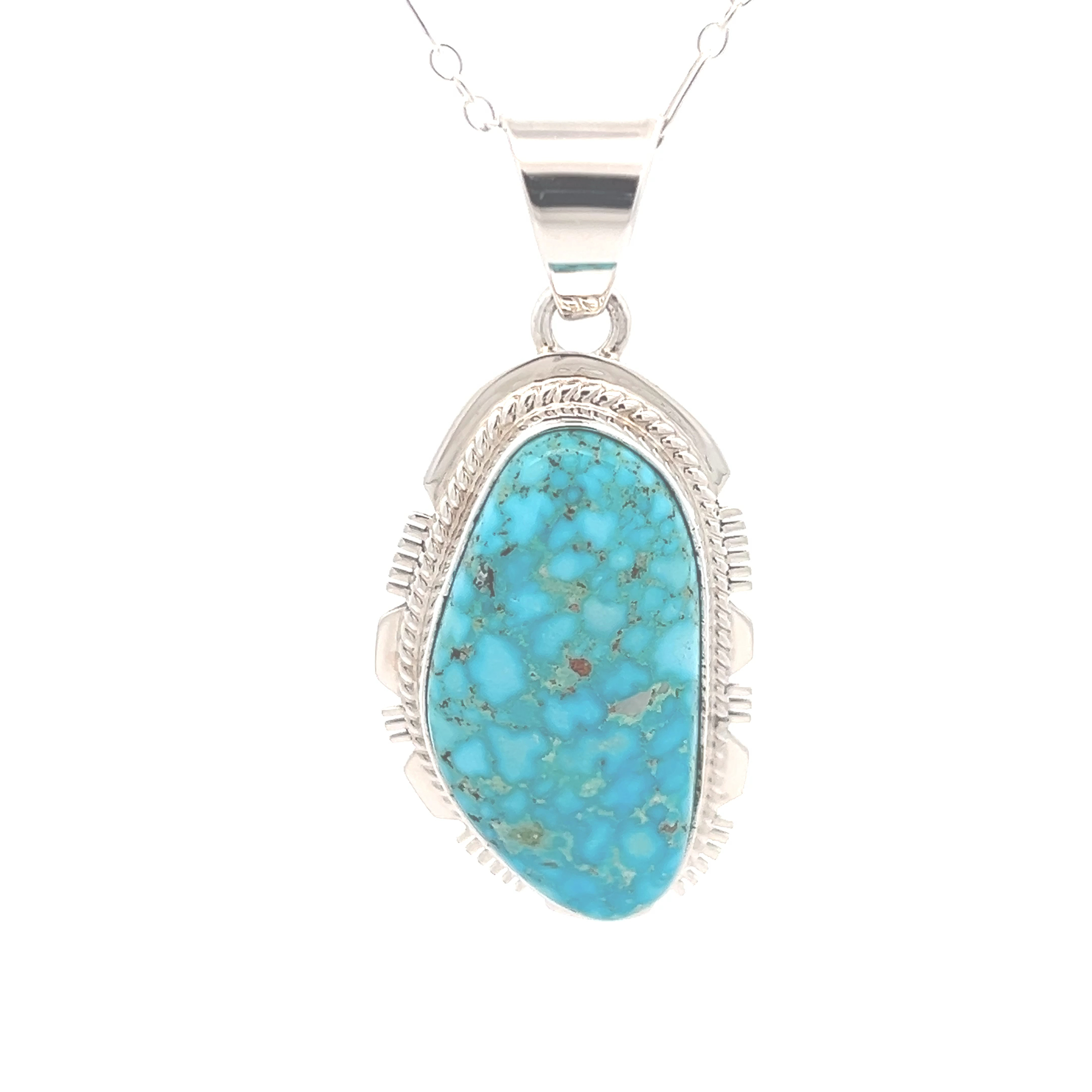 Turquoise Stone Sterling high quality Silver Pendant Necklace