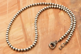 Treasures of the Southwest: 24 Long Navajo Pearls 4mm Beads Sterling  Silver Necklace