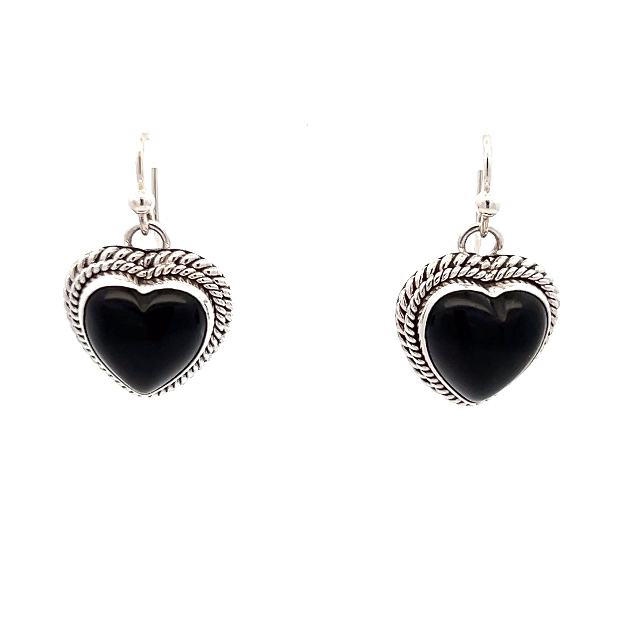 Sterling Silver and buy BlackOnyx Heart Earrings