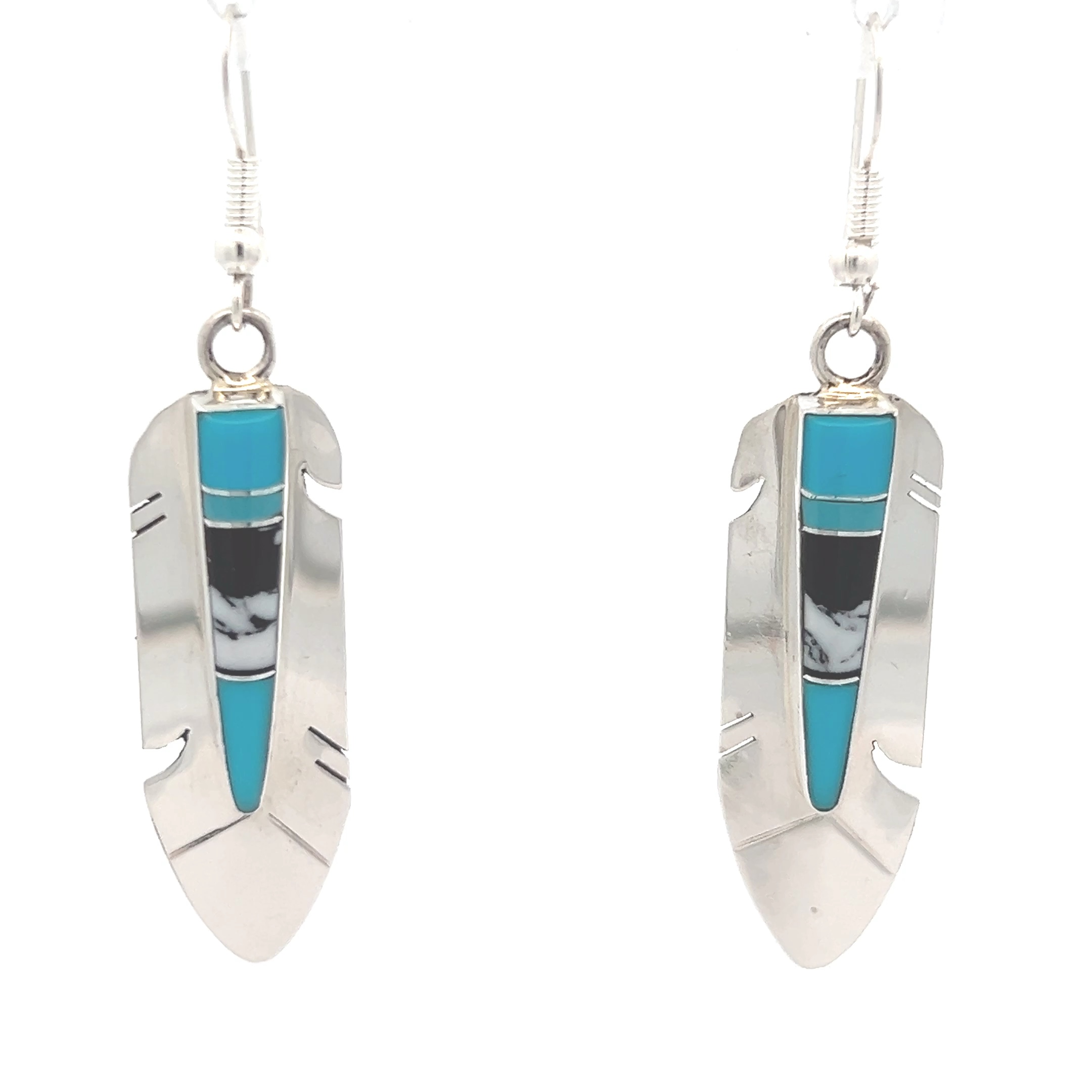 2024 Sterling Silver Turquoise Feather earrings stamped