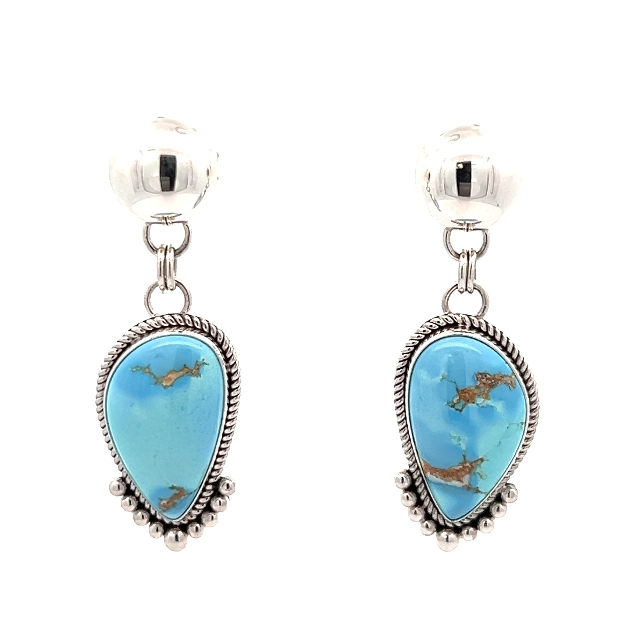 Genuine Turquoise & Sterling fashion Silver Earrings