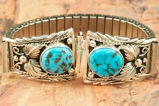 Sterling Silver Turquoise Men's hot Native American Watch Tips