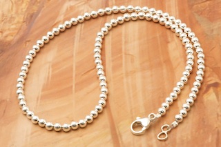 silver bead necklace 20 inch