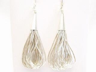 20 Strand Liquid Silver Earrings. 925 Sterling Silver. Soft and silky to the touch.