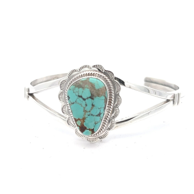 Genuine Number 8 Mine Turquoise Sterling Silver Bracelet