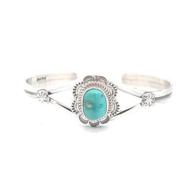 Genuine Royston Turquoise Sterling Silver Native American Bracelet