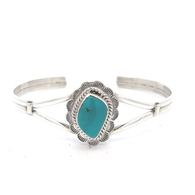 Genuine Turquoise Mountain Mine Sterling Silver Bracelet