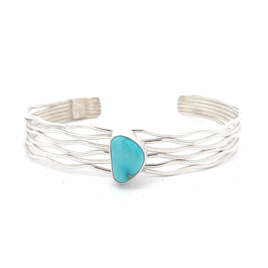 Genuine Sonoran Turquoise Sterling Silver Branch Bracelet