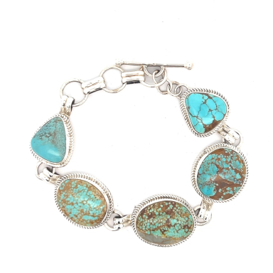 Genuine Number 8 Mine Turquoise Sterling Silver Bracelet