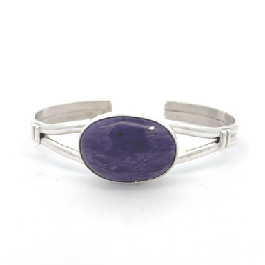 Genuine Charoite Sterling Silver Navajo Bracelet