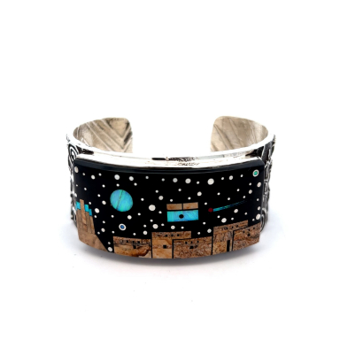 Calvin Begay Starry Night at the Pueblo Plus Petroglyph Design Bracelet