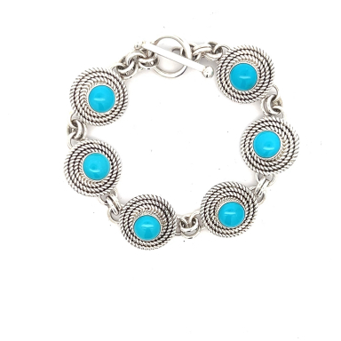 Artie Yellowhorse Genuine Sleeping Beauty Turquoise Sterling Silver Link Bracelet