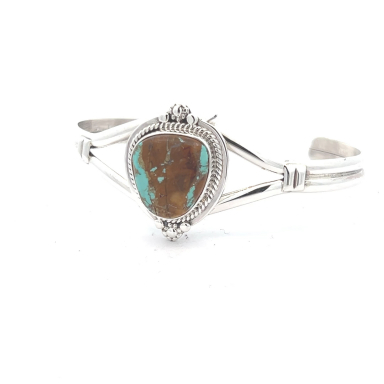 Genuine Boulder Turquoise Sterling Silver Native American Bracelet