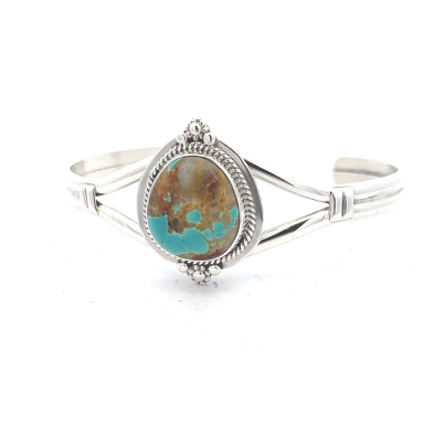 Genuine Boulder Turquoise Sterling Silver Native American Bracelet