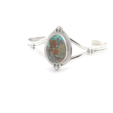 Genuine Boulder Turquoise Sterling Silver Native American Bracelet