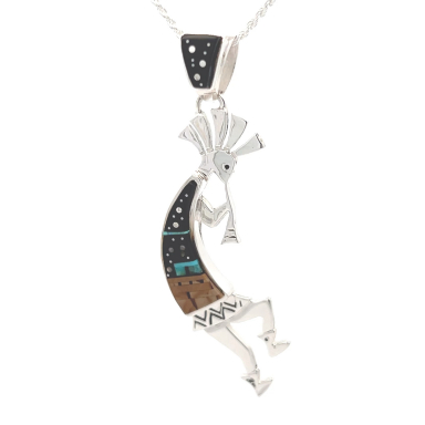 Calvin Begay Starry Night in the Pueblo Sterling Silver Kokopelli Pendant