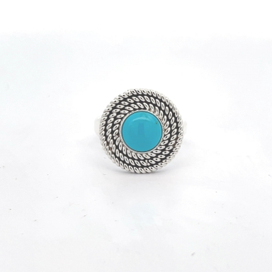 Artie Yellowhorse Genuine Sleeping Beauty Turquoise Sterling Silver Ring