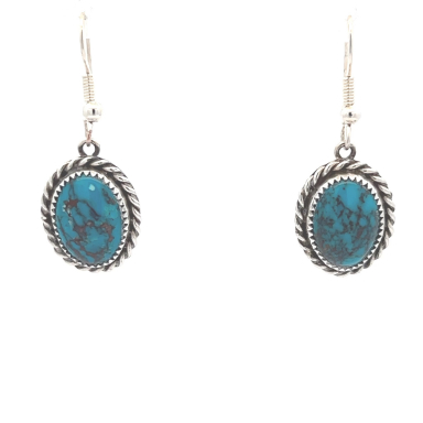 Genuine Kingman Turquoise Sterling Silver Navajo Earrings