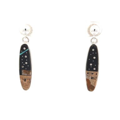 Calvin Begay Starry Night in the Pueblo Sterling Silver Earrings