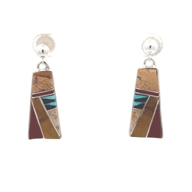 Calvin Begay Genuine Picture Jasper Sterling Silver Earrings