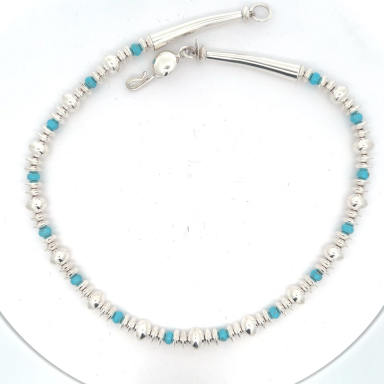 Desiree Yellowhorse Genuine Sleeping Beauty Turquoise Sterling Silver 18" Bead Necklace