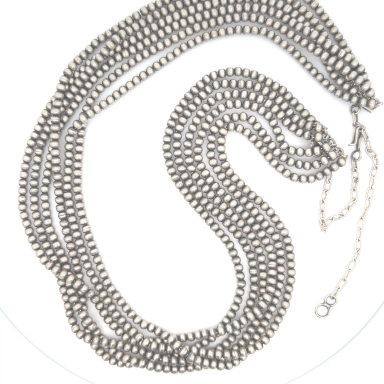 20" long, 6 Strand Navajo Pearl Sterling Silver Necklace