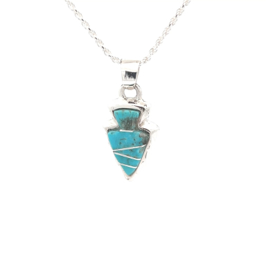 Calvin Begay Genuine Kingman Turquoise Sterling Silver Arrowhead Pendant