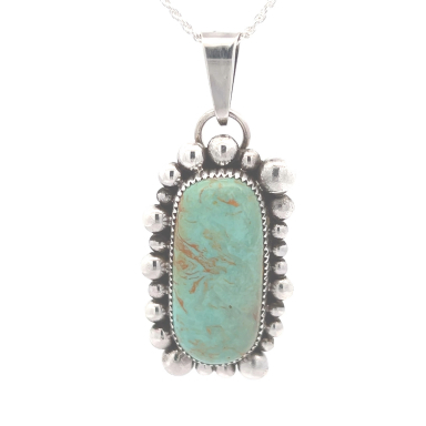 Day 12 Deal - Native American Jewelry Genuine Manassa Turquoise Sterling Silver Pendant