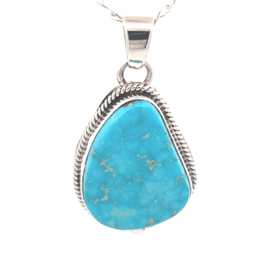 Turquoise Jewelry Genuine Kingman Turquoise Sterling Silver Pendant