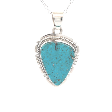 Genuine Kingman Turquoise Sterling Silver Native American Pendant