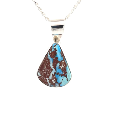 Genuine Golden Hill Turquoise Sterling Silver Native American Pendant