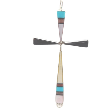 Genuine Mother of Pearl Sterling Silver Cross Pendant