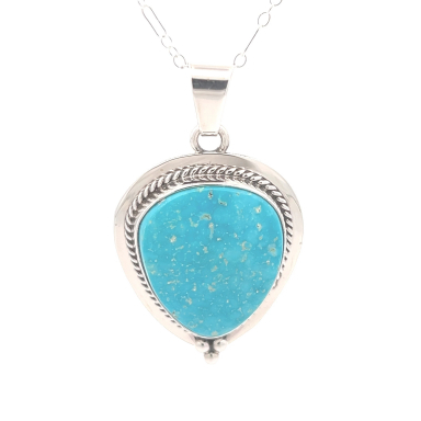 Genuine Kingman Turquoise Sterling Silver Native American Pendant