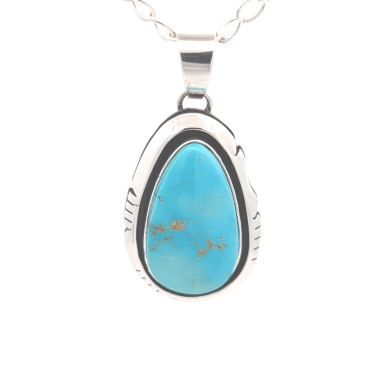 Native American Indian Jewelry Genuine Kingman Turquoise Pendant