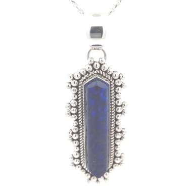 Artie Yellowhorse Genuine Blue Lapis Sterling Silver Navajo Pendant