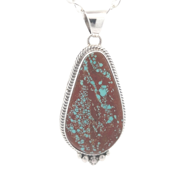 Native American Sterling Silver Pendant featuring Number 8 Mine Turquoise