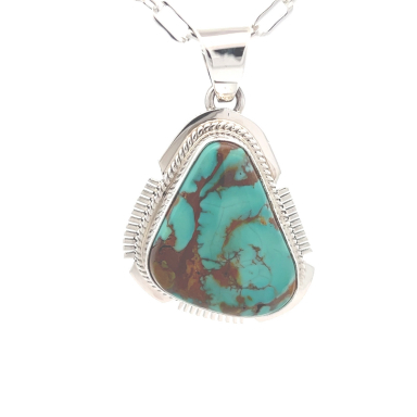 Genuine Pilot Mountain Turquoise Sterling Silver Pendant