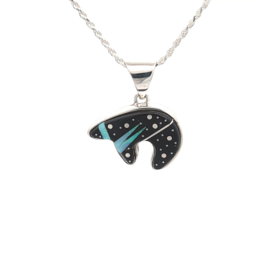 Calvin Begay Night Sky Sterling Silver Bear Pendant