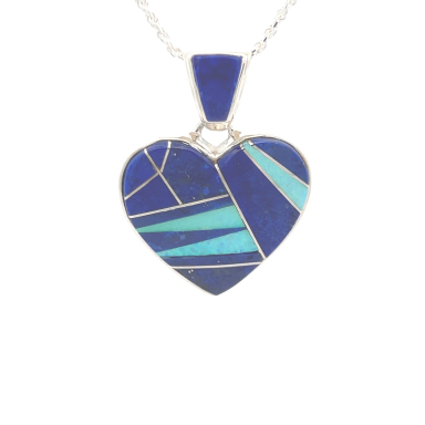 Calvin Begay Genuine Blue Lapis Sterling Silver Heart Pendant