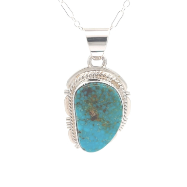 Genuine Turquoise Mountain Mine Sterling Silver Pendant