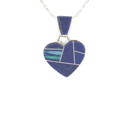 Calvin Begay Genuine Blue Lapis Sterling Silver Heart Pendant