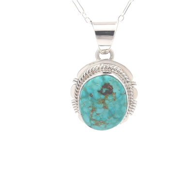 Genuine Turquoise Mountain Mine Sterling Silver Pendant