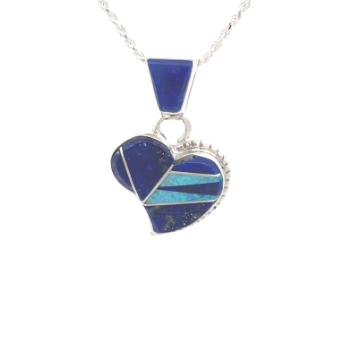 Calvin Begay Genuine Blue Lapis Sterling Silver Heart Pendant