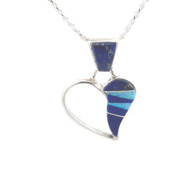 Calvin Begay Genuine Blue Lapis Sterling Silver Heart Pendant