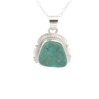 Genuine Turquoise Mountain Mine Sterling Silver Pendant