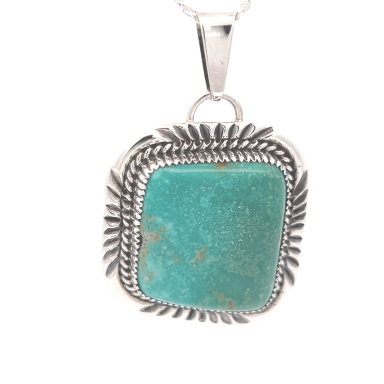 Genuine Pilot Mountain Turquoise Sterling Silver Pendant