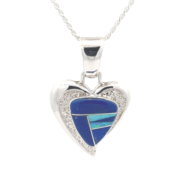 Calvin Begay Genuine Blue Lapis Sterling Silver  Heart Pendant