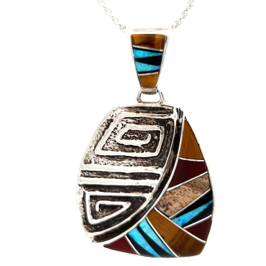 Calvin Begay Jewelry Sterling Silver Man in the Maze Pendant