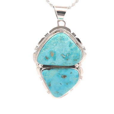 Day 14 Deal - Genuine Kingman Turquoise Sterling Silver Navajo Pendant