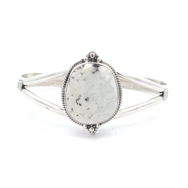 Genuine White Buffalo Turquoise Sterling Silver Bracelet